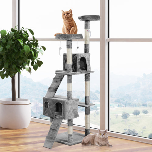 Árbol rascador multinivel para gatos PawHut de 67 pulgadas: centro de actividades para gatos