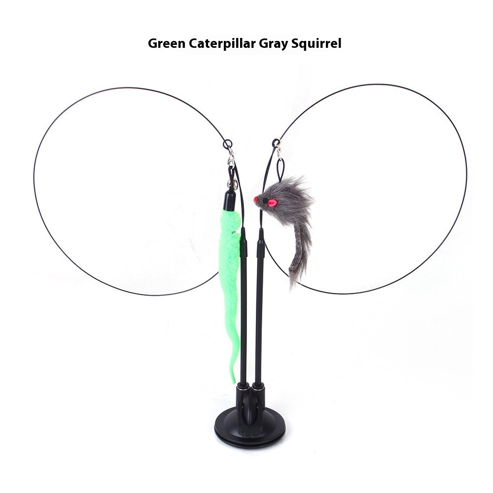 Juguete tipo varita con ventosa para gatos