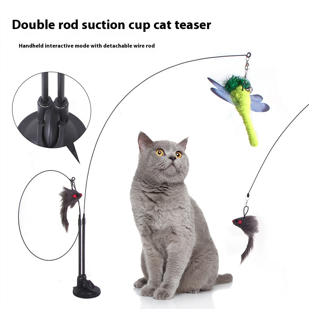 Juguete tipo varita con ventosa para gatos