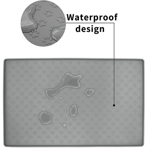 Alfombrilla de silicona antideslizante e impermeable para comida y agua de mascotas