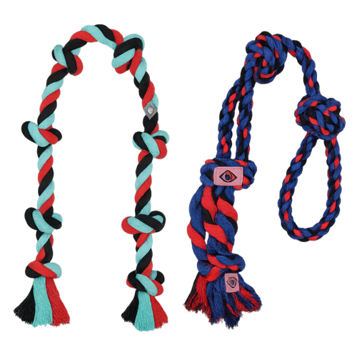 Paquete de 2 juguetes de cuerda para perros: set resistente para masticar y jugar a tirar, ideal para mascotas activas.