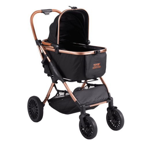 Carrito para mascotas, cochecito para perros de 4 ruedas giratorias con frenos, capacidad de 29,9 kg