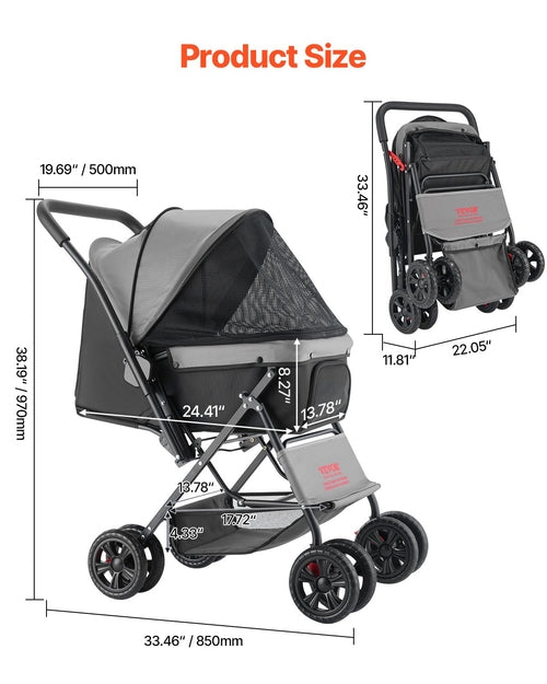 Cochecito para mascotas, capacidad de peso de 44 libras, carrito plegable para perros