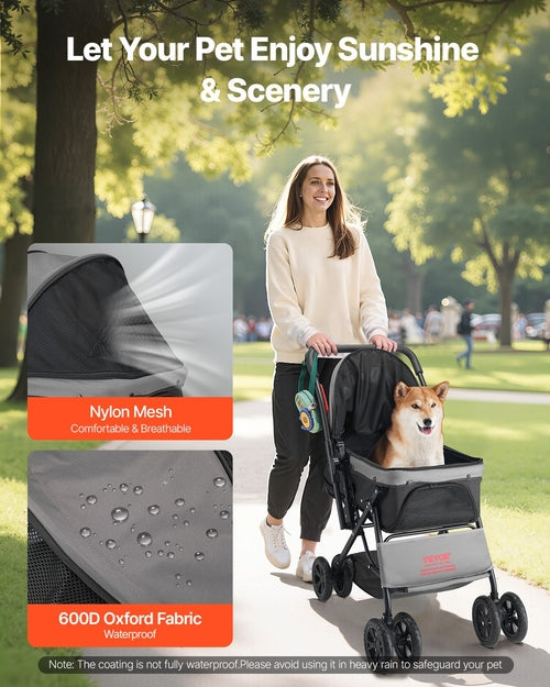 Cochecito para mascotas, capacidad de peso de 44 libras, carrito plegable para perros