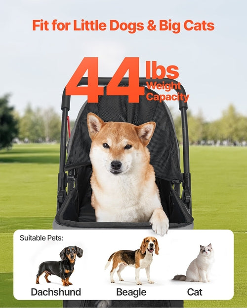 Cochecito para mascotas, capacidad de peso de 44 libras, carrito plegable para perros