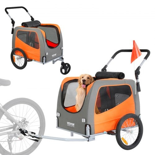 Remolque para bicicletas para perros, soporta hasta 66 libras, carrito y cochecito 2 en 1 para mascotas.