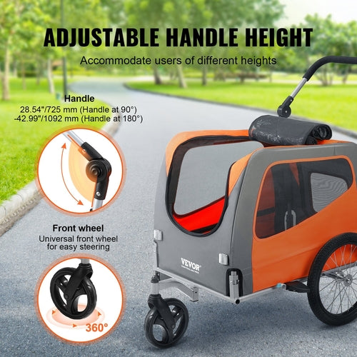Remolque para bicicletas para perros, soporta hasta 66 libras, carrito y cochecito 2 en 1 para mascotas.