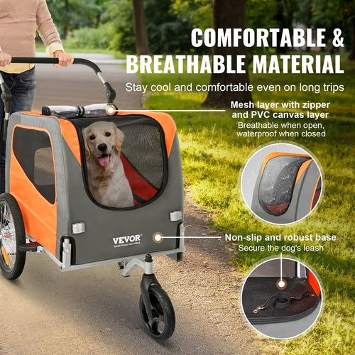 Remolque para bicicletas para perros, soporta hasta 66 libras, carrito y cochecito 2 en 1 para mascotas.
