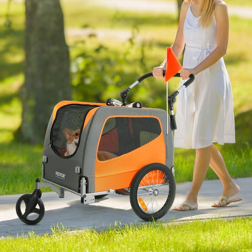 Remolque para bicicletas para perros, soporta hasta 66 libras, carrito y cochecito 2 en 1 para mascotas.